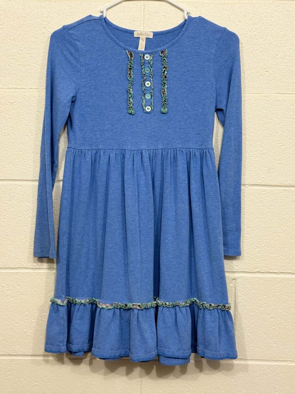Matilda Jane kids girls Caitlin Lap Dress Blue Long Sleeve Size 10